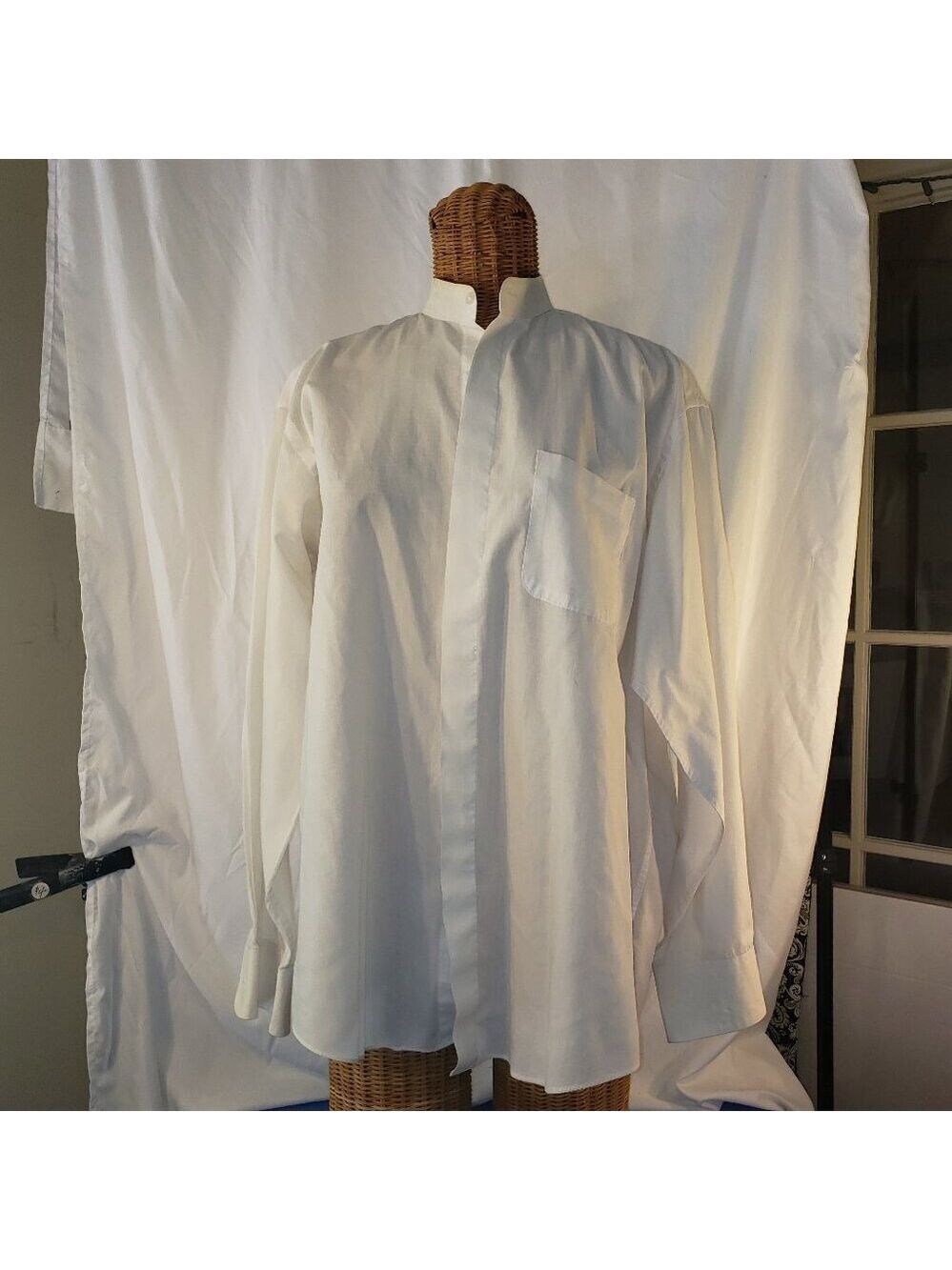 Diamante Men's White Long Sleeve Dress Shirt, 17" 34/35
